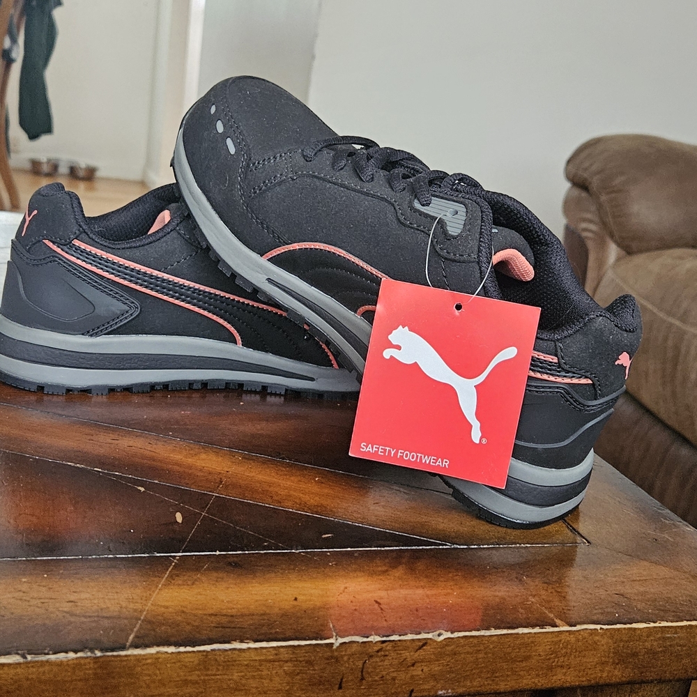 Puma Black and Pink Athletic Shoes with Breathable Mesh